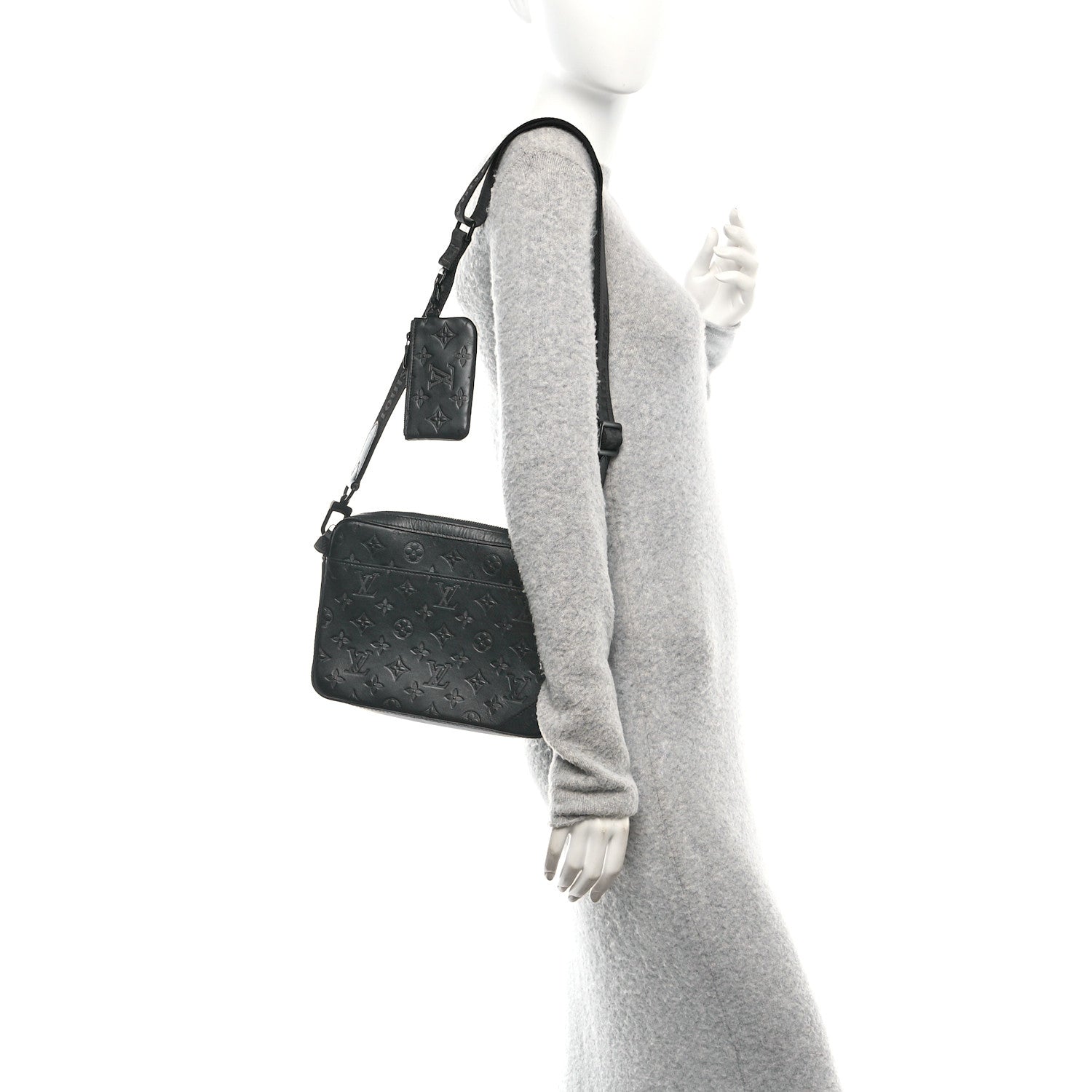 Louis Vuitton Calfskin Monogram Shadow Duo Messenger Black 2 of 10