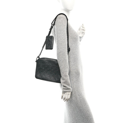 Louis Vuitton Calfskin Monogram Shadow Duo Messenger Black 2 of 10