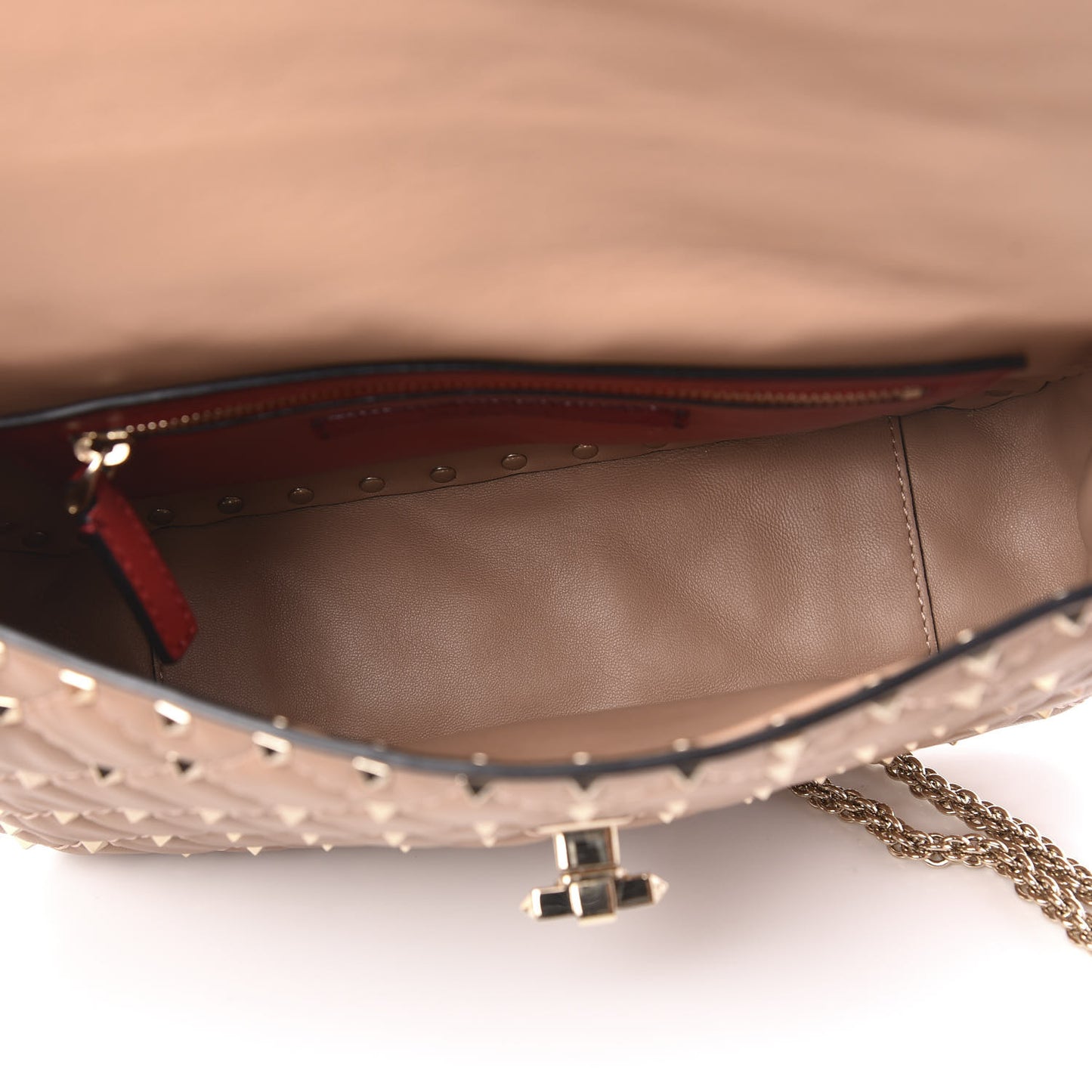 Nappa Medium Rockstud Spike Shoulder Bag Soft Noisette