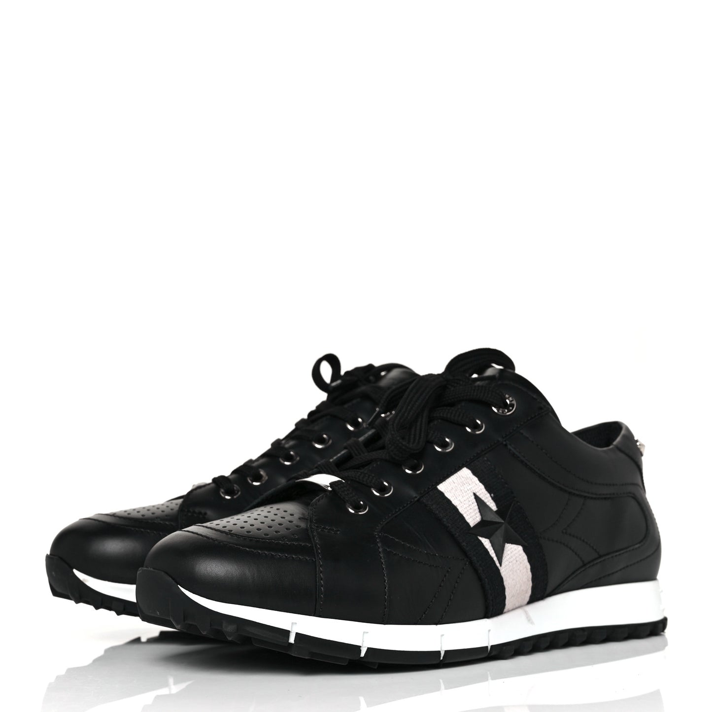 Calfskin Mens Star Stud Sneaker 44 Black