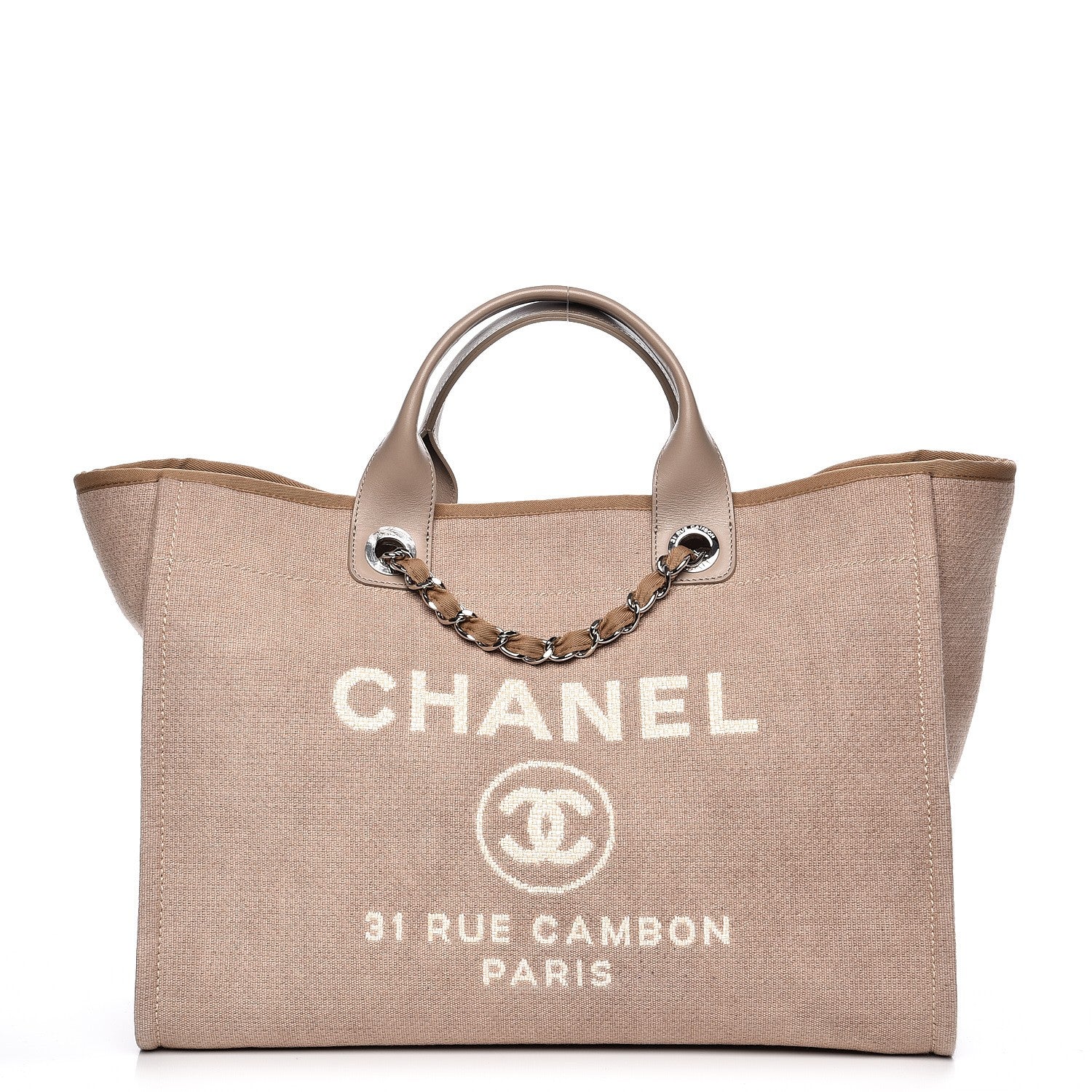 Chanel Canvas Large Deauville Tote Ecru 1 of 10