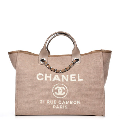 Chanel Canvas Large Deauville Tote Ecru 1 of 10