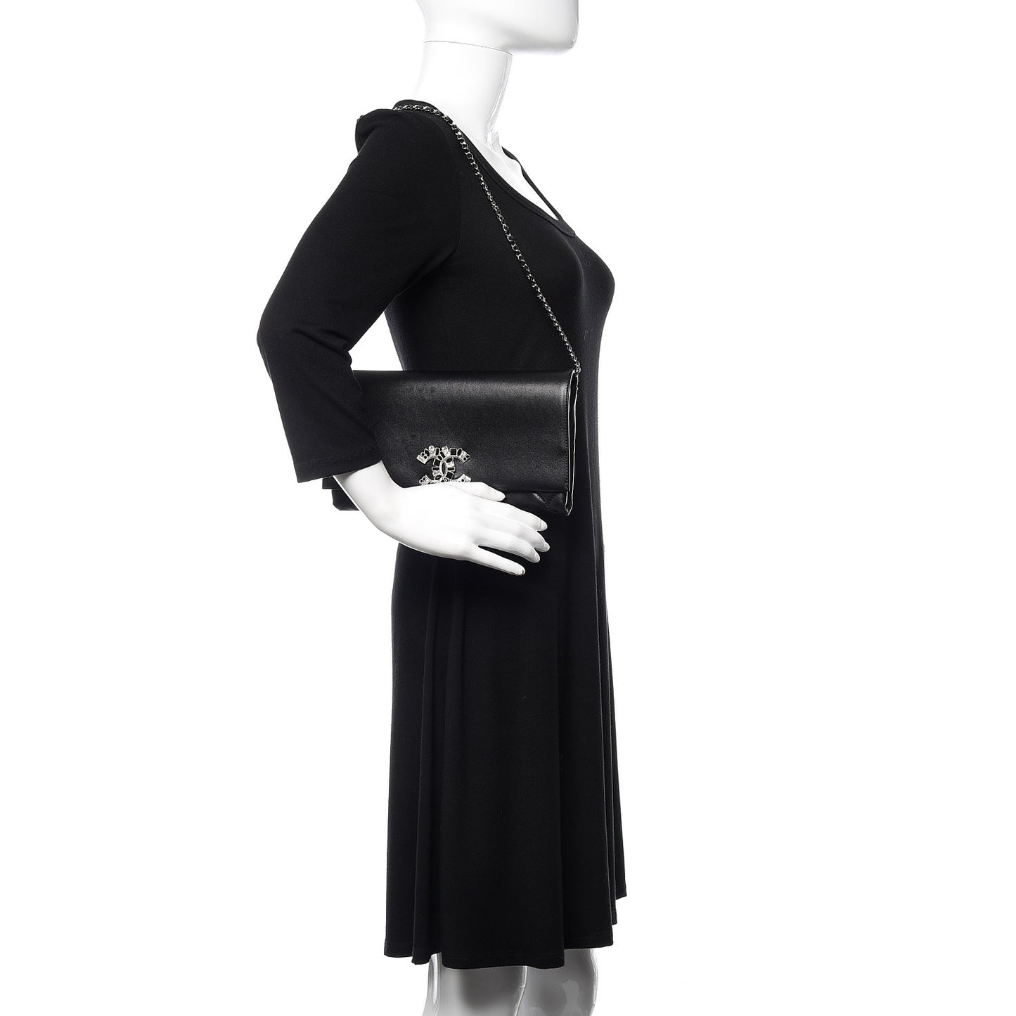 Lambskin Crystal Evening Clutch Black