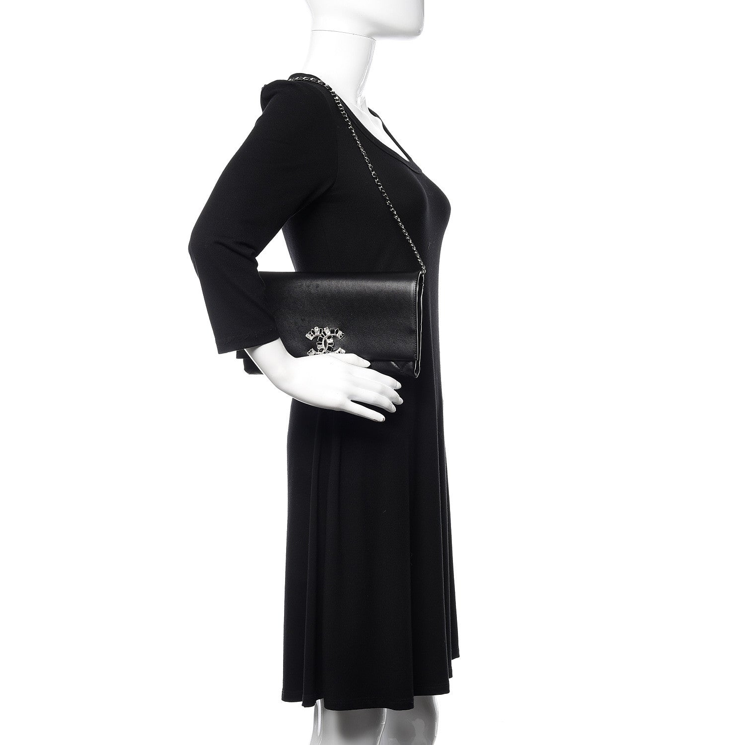 Chanel Lambskin Crystal Evening Clutch Black 2 of 18
