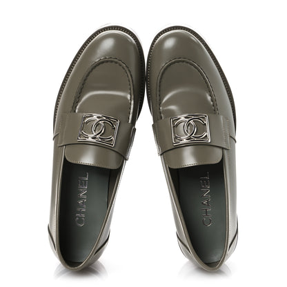 Chanel Calfskin Metal CC Loafers 40 Khaki 2 of 15