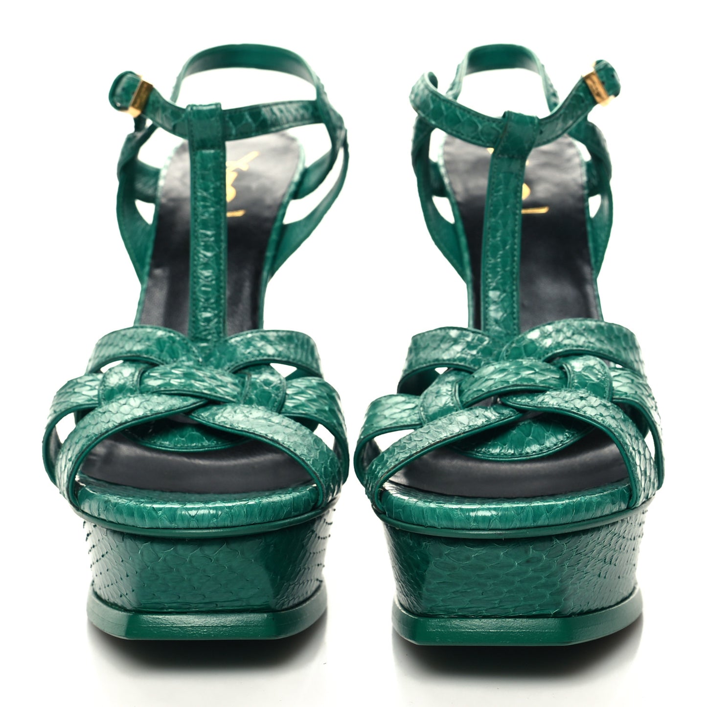 Snakeskin Tribute 105 Platform Sandals 40.5 Emeraude