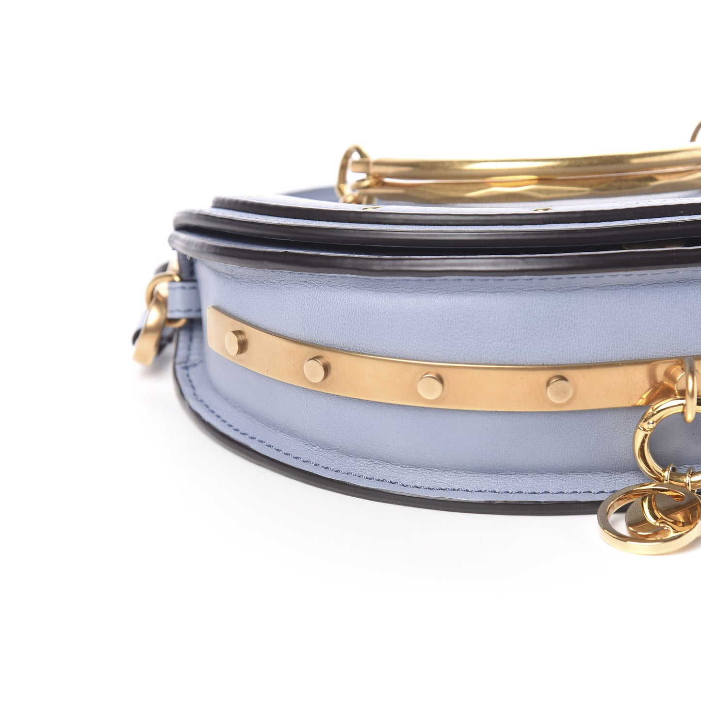 Calfskin Small Nile Bracelet Minaudiere Bag Washed Blue