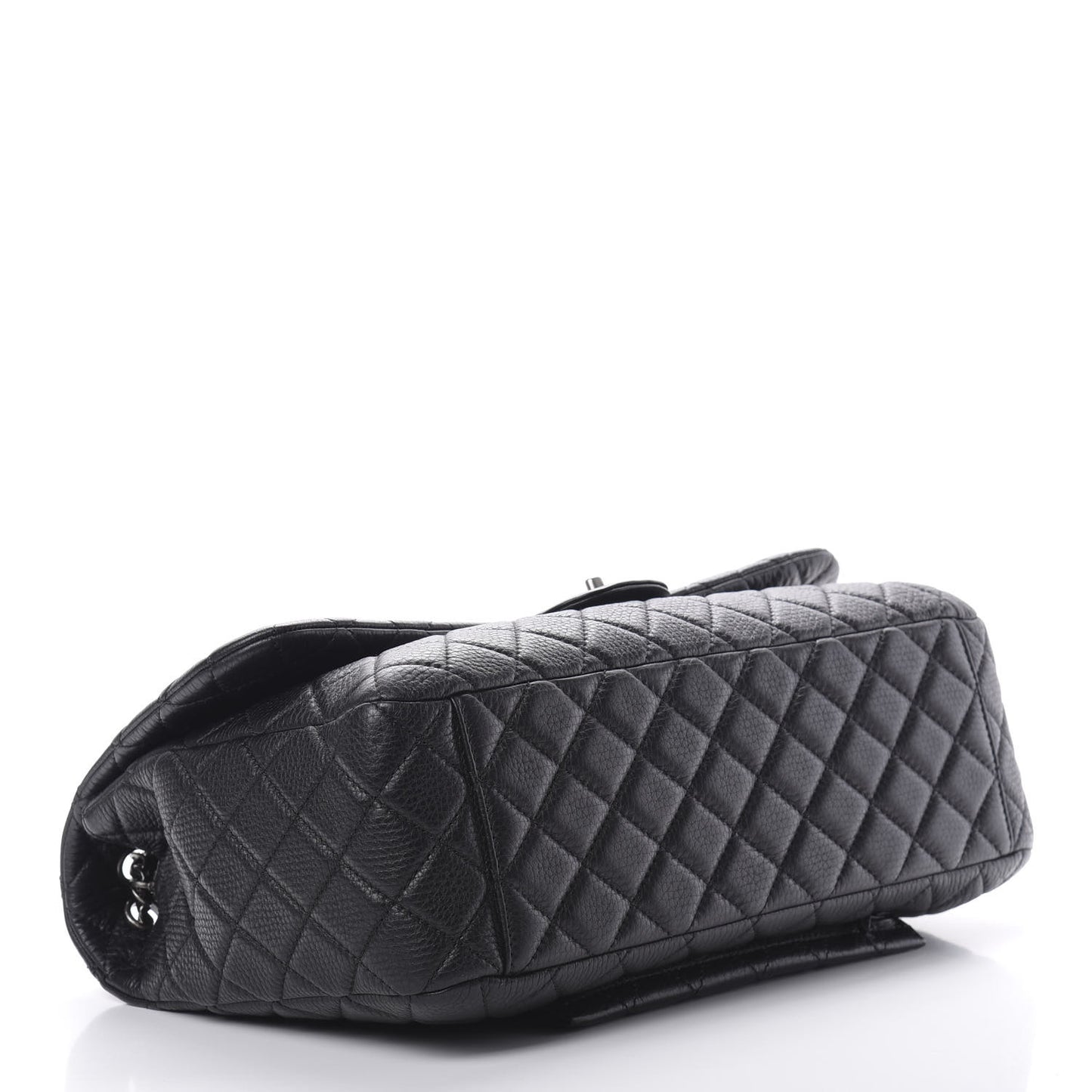 Calfskin Quilted XXL Travel Flap Bag Black
