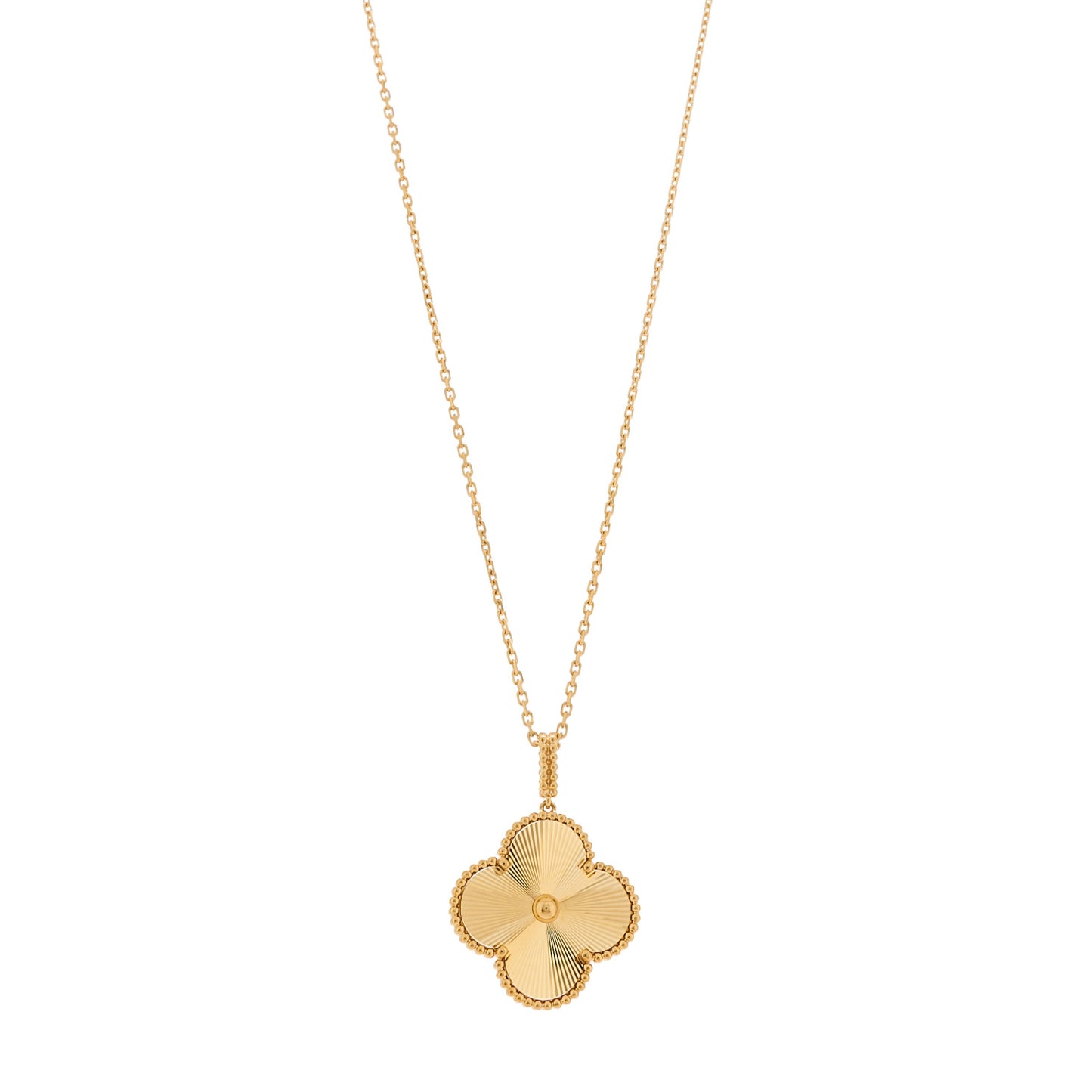 18K Yellow Gold Guilloche Magic Alhambra Long Necklace