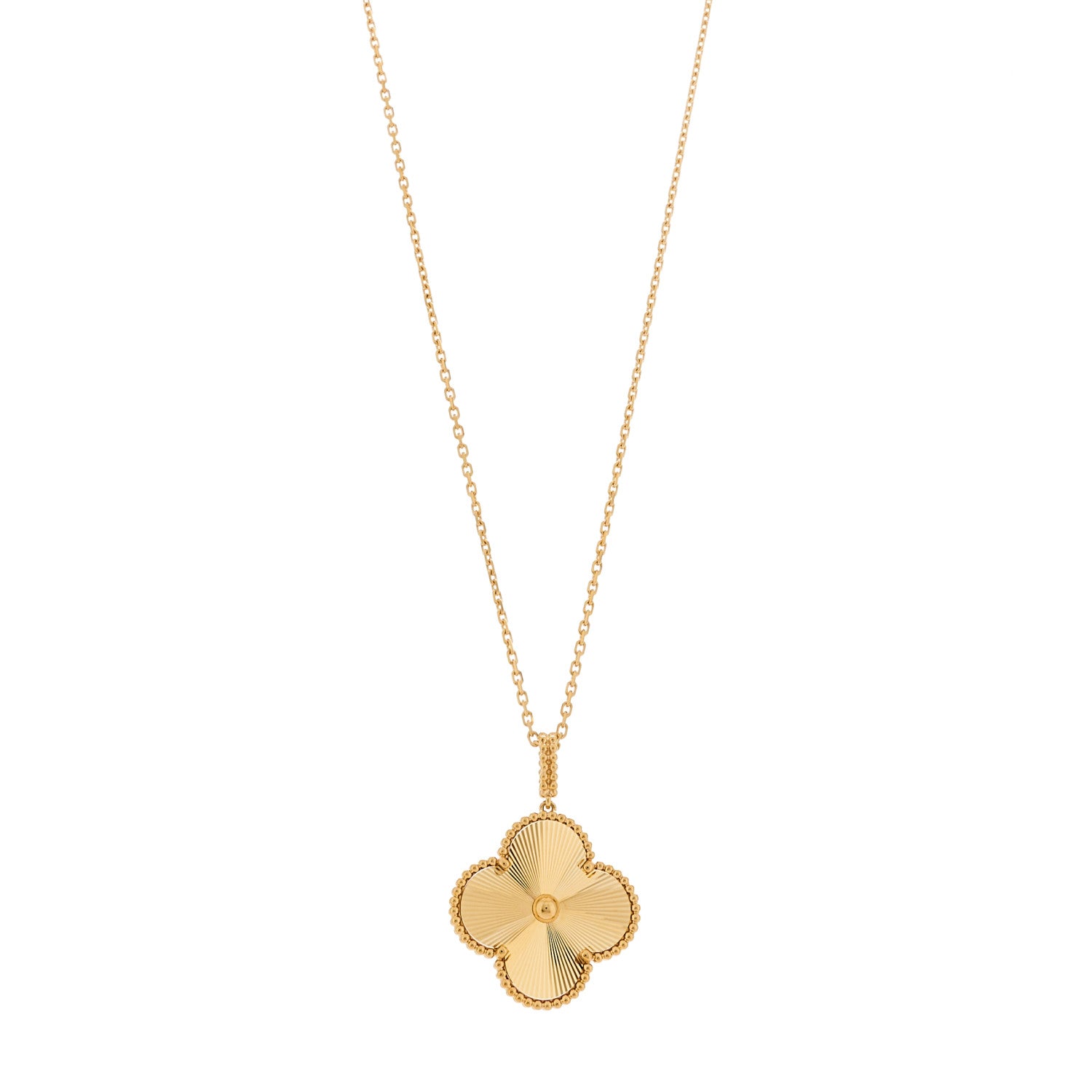 Van Cleef & Arpels 18K Yellow Gold Guilloche Magic Alhambra Long Necklace 1 of 6