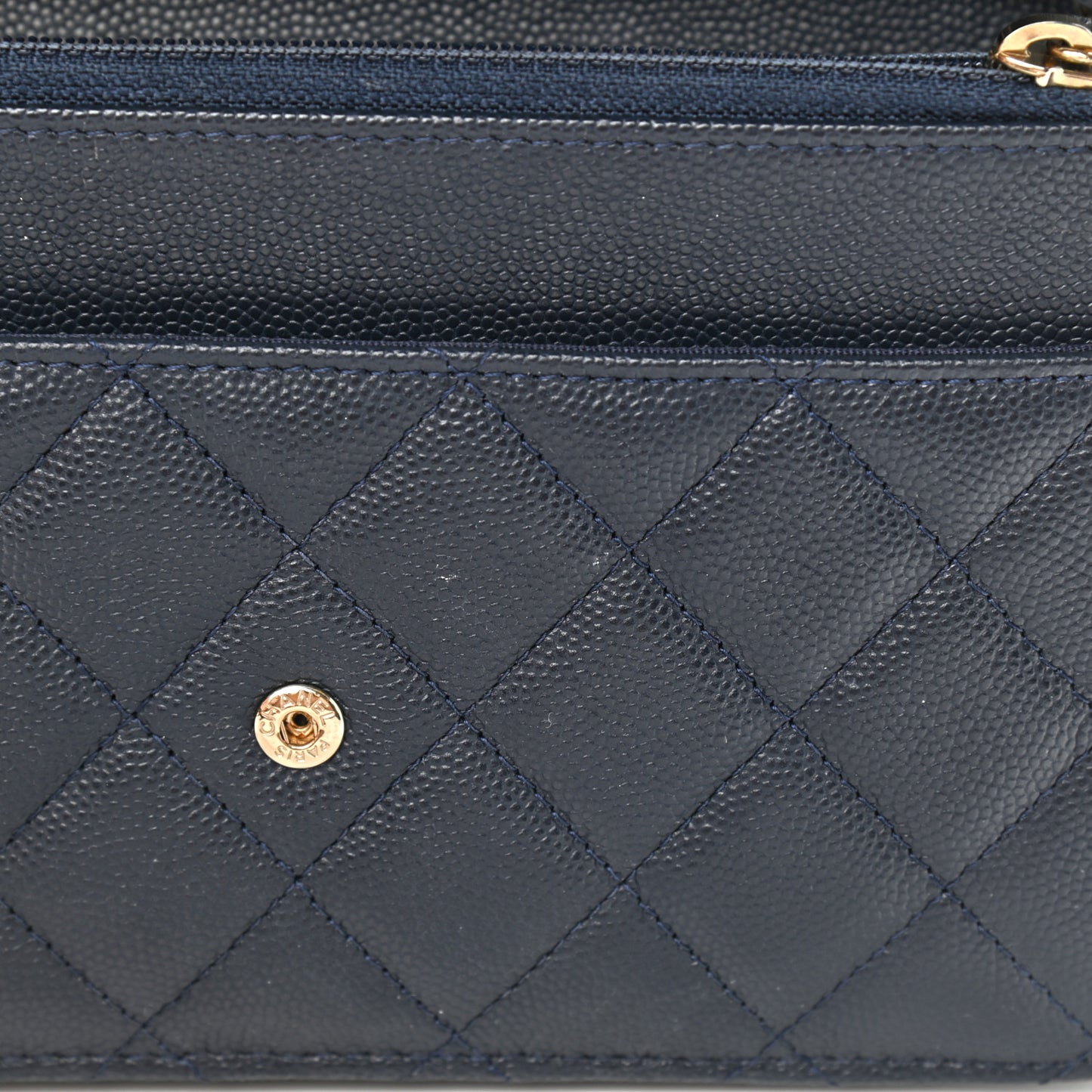 Caviar Quilted Wallet On Chain WOC Navy Blue