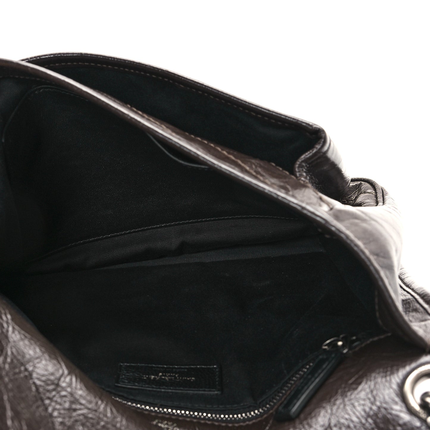 Crinkled Calfskin Matelasse Monogram Medium Niki Chain Satchel Moka