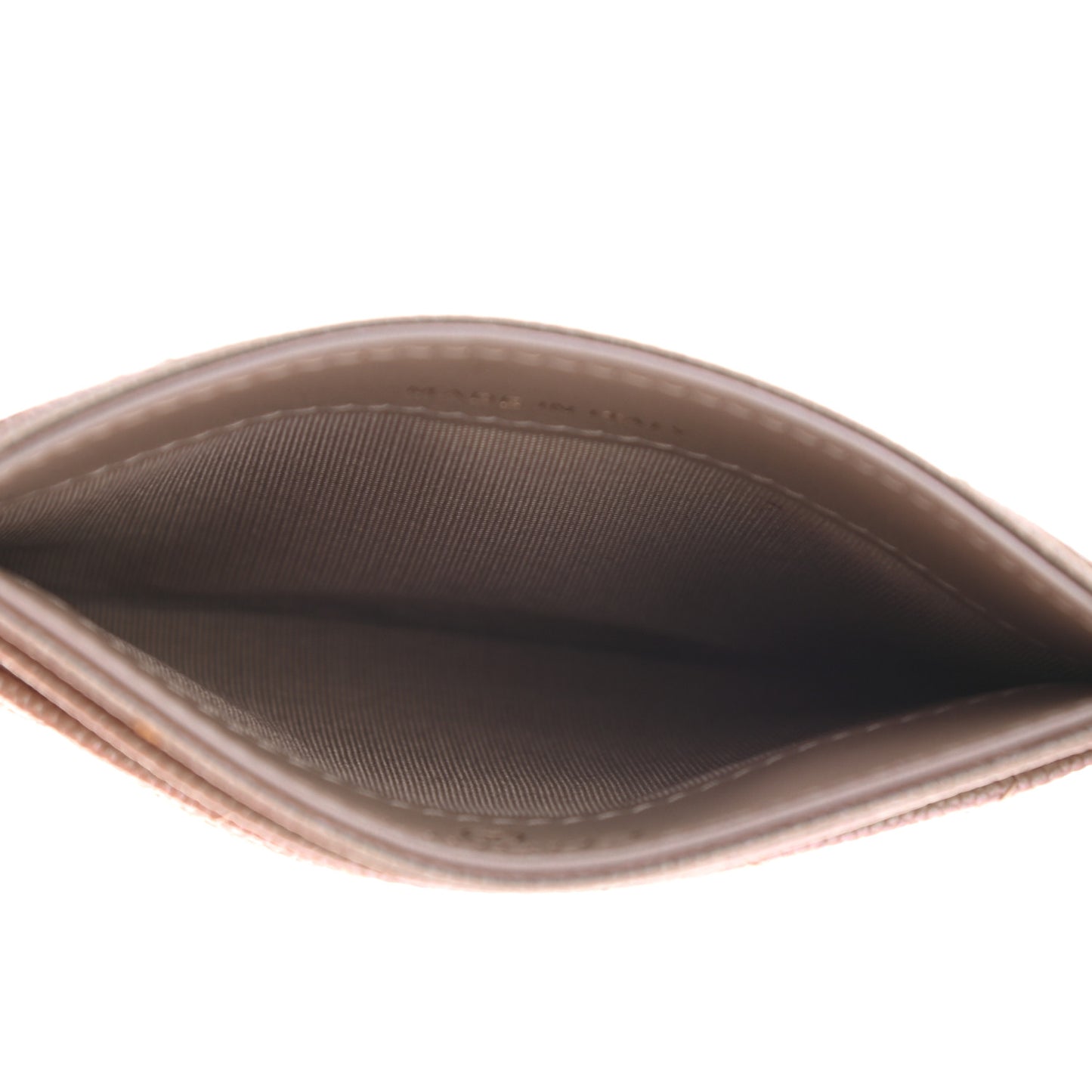 Iridescent Caviar Quilted Card Holder Beige
