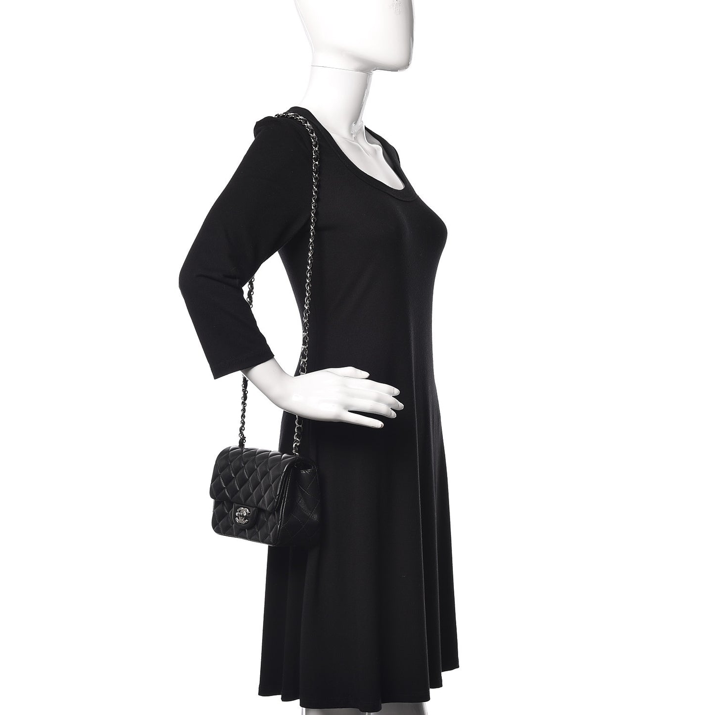 Lambskin Quilted Mini Square Flap Black