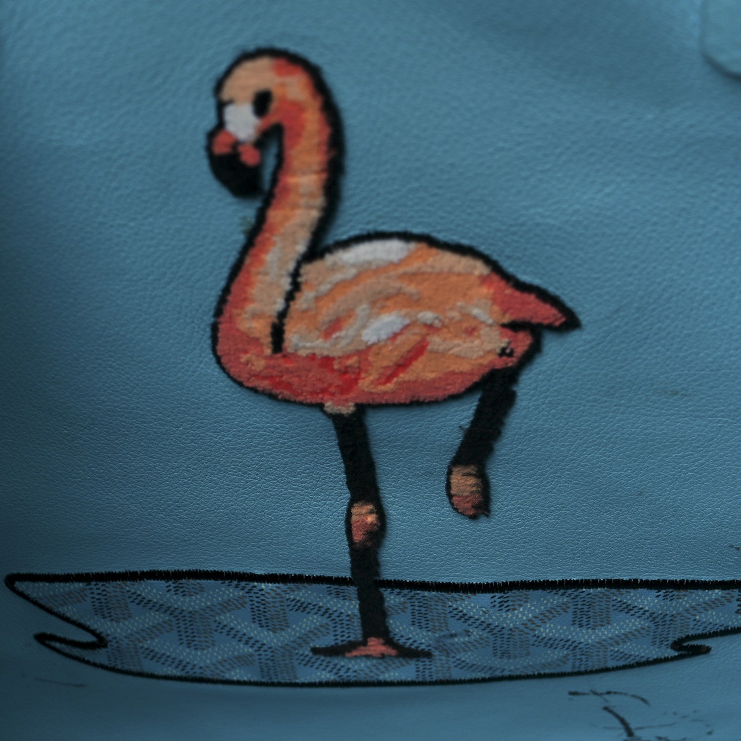 Goyard Goyardine Embroidered Flamingo Reversible Anjou PM Sky Blue 11 of 23