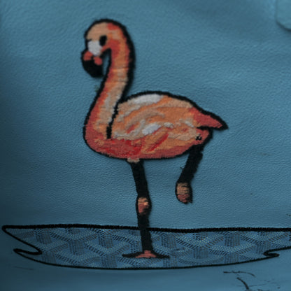 Goyard Goyardine Embroidered Flamingo Reversible Anjou PM Sky Blue 11 of 23