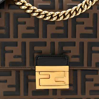Fendi Vitello Liberty Bi-Color FF 1974 Embossed Small Kan U Shoulder Bag Maya Black 9 of 12
