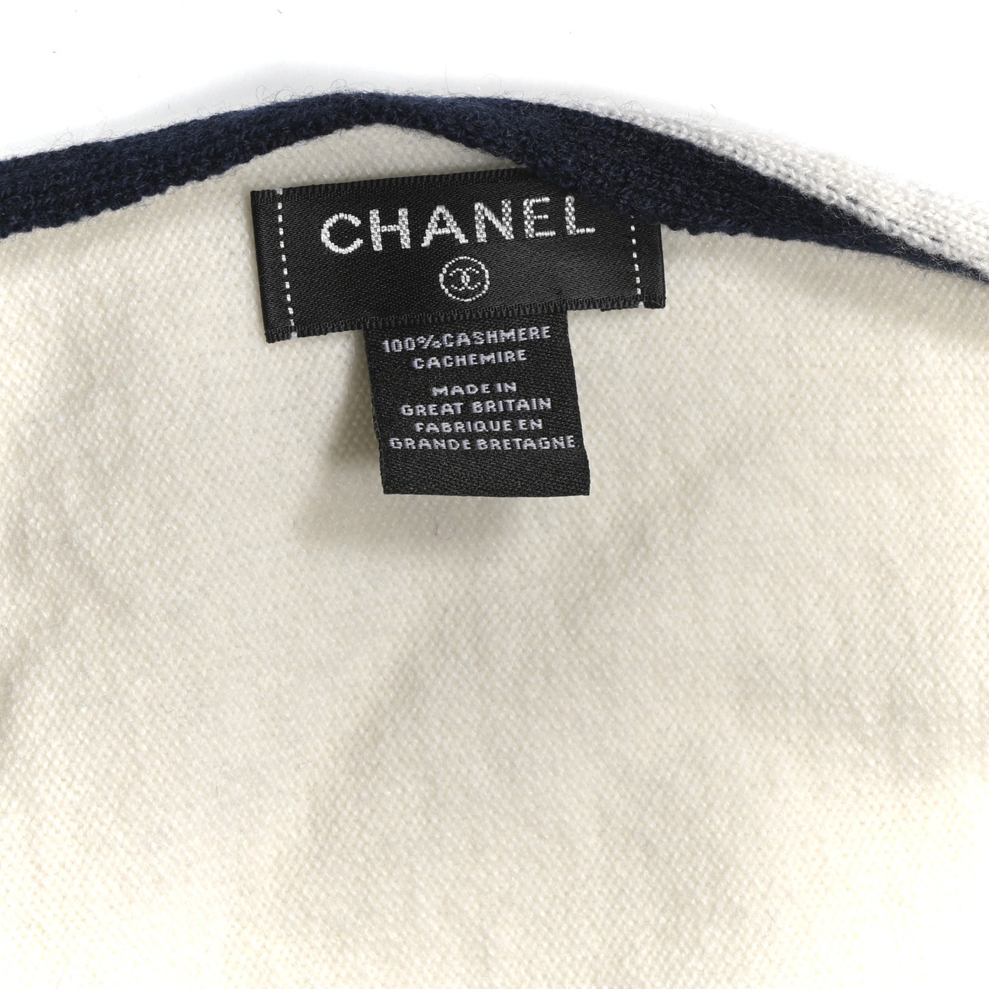 Cashmere CC Stole Navy Ivory
