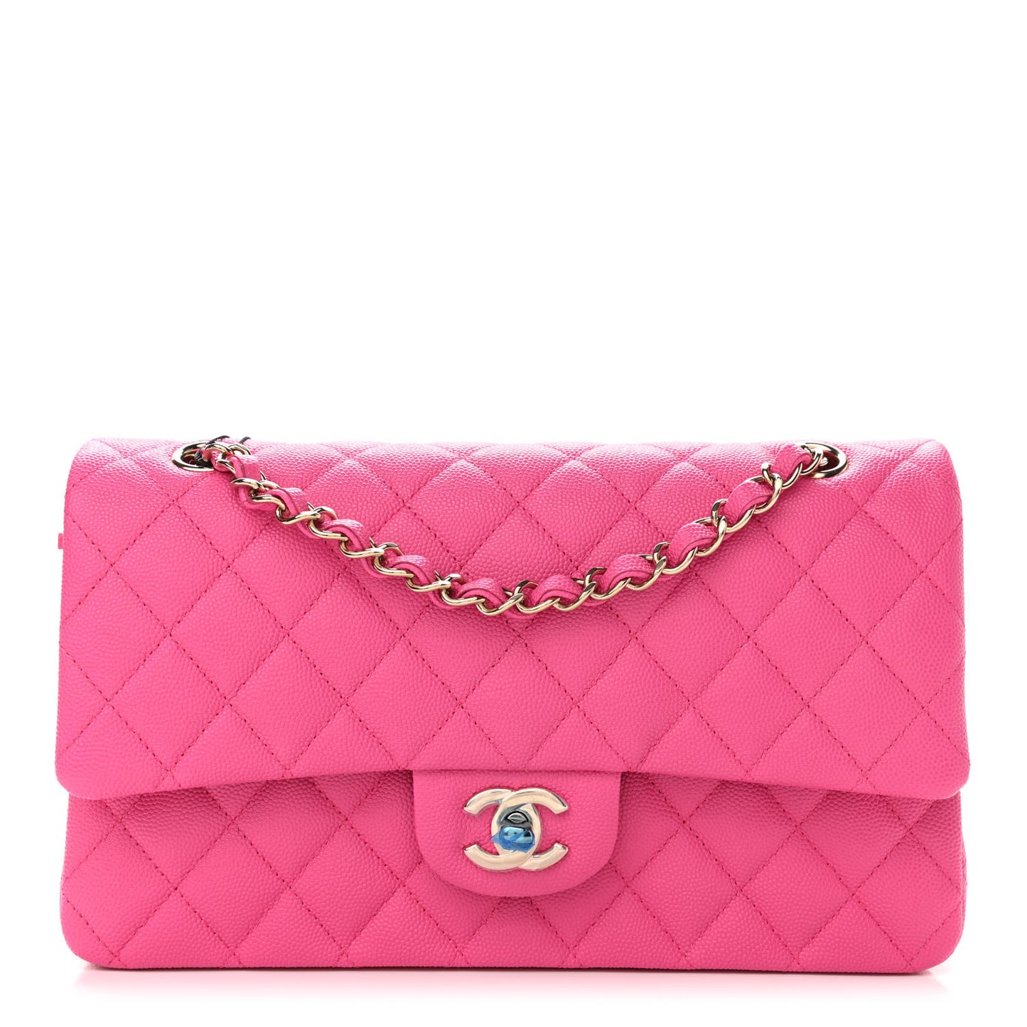 Caviar Quilted Medium Double Flap Dark Pink
