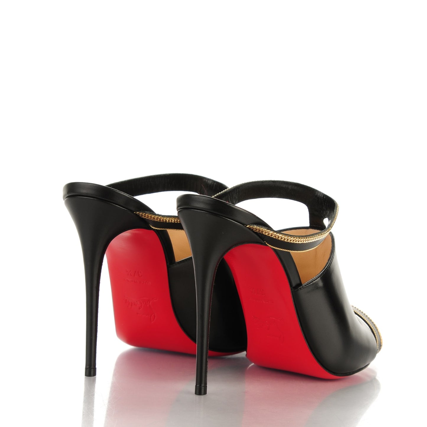 Calfskin Chain Akenana 100 Heels 37.5 Black