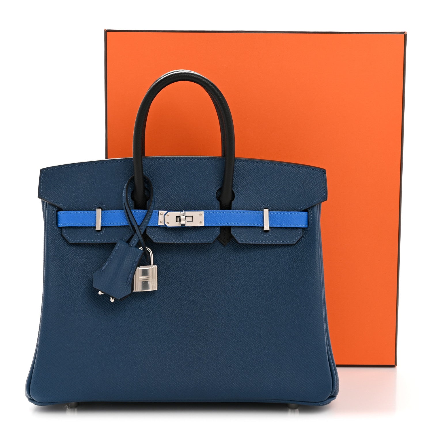 Hermes Epsom Tri-Color Birkin 25 Deep Bleu Bleu Hydra Black 13 of 13
