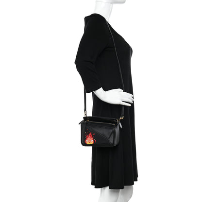 Loewe X HOWLS MOVING CASTLE Satin Calfskin Mini Calcifer Puzzle Black 2 of 9