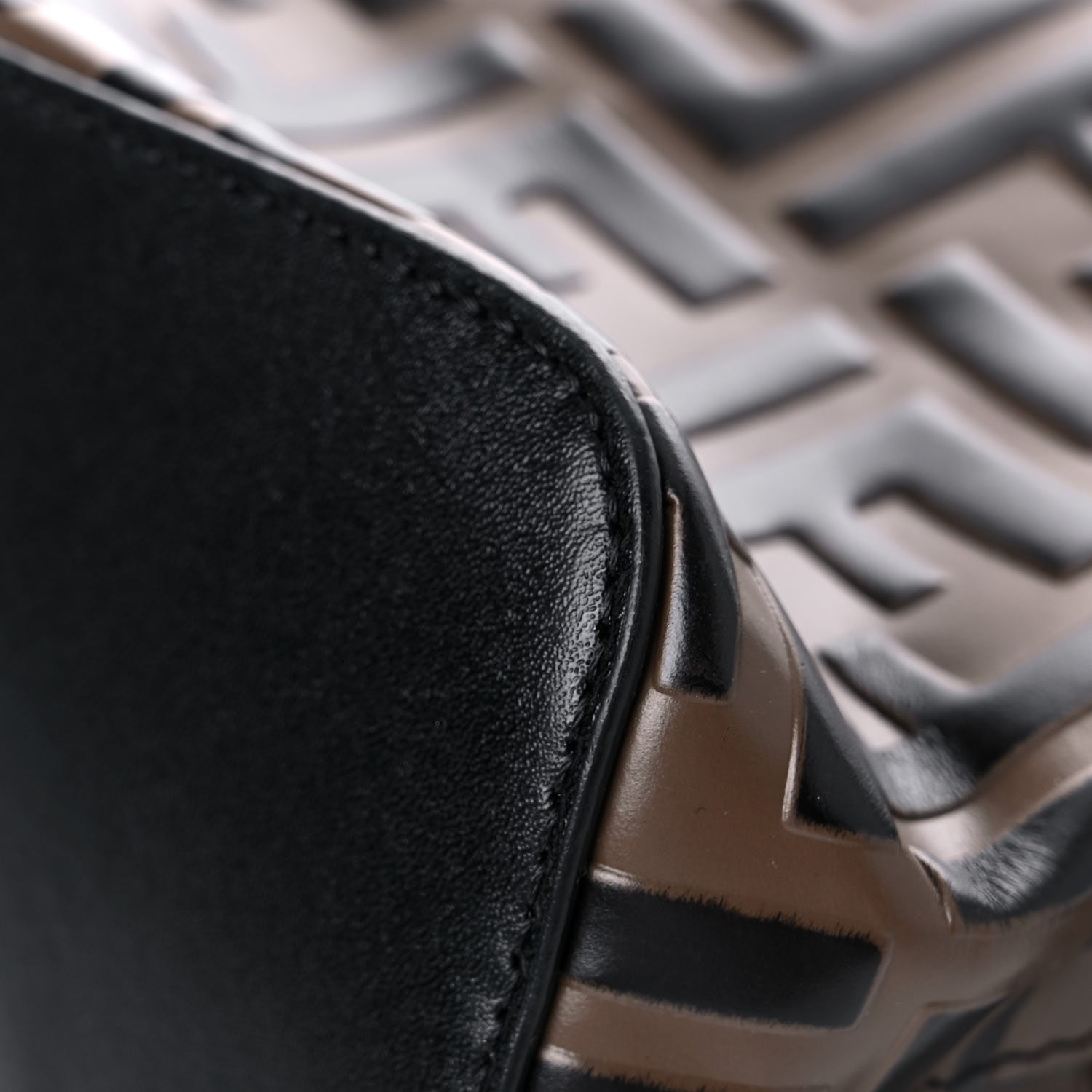Fendi Vitello Liberty F is Fendi Bi-Color FF 1974 Embossed Mini Mon Tresor Bucket Bag Maya Black 10 of 12