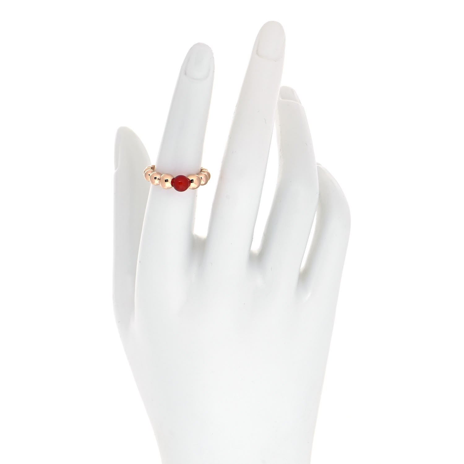 Van Cleef & Arpels 18K Rose Gold Carnelian Perlee Couleurs Variation Ring 52 6 2 of 5