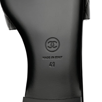 Chanel Lambskin Quilted CC Turnlock Sandals 41 Black 9 of 10