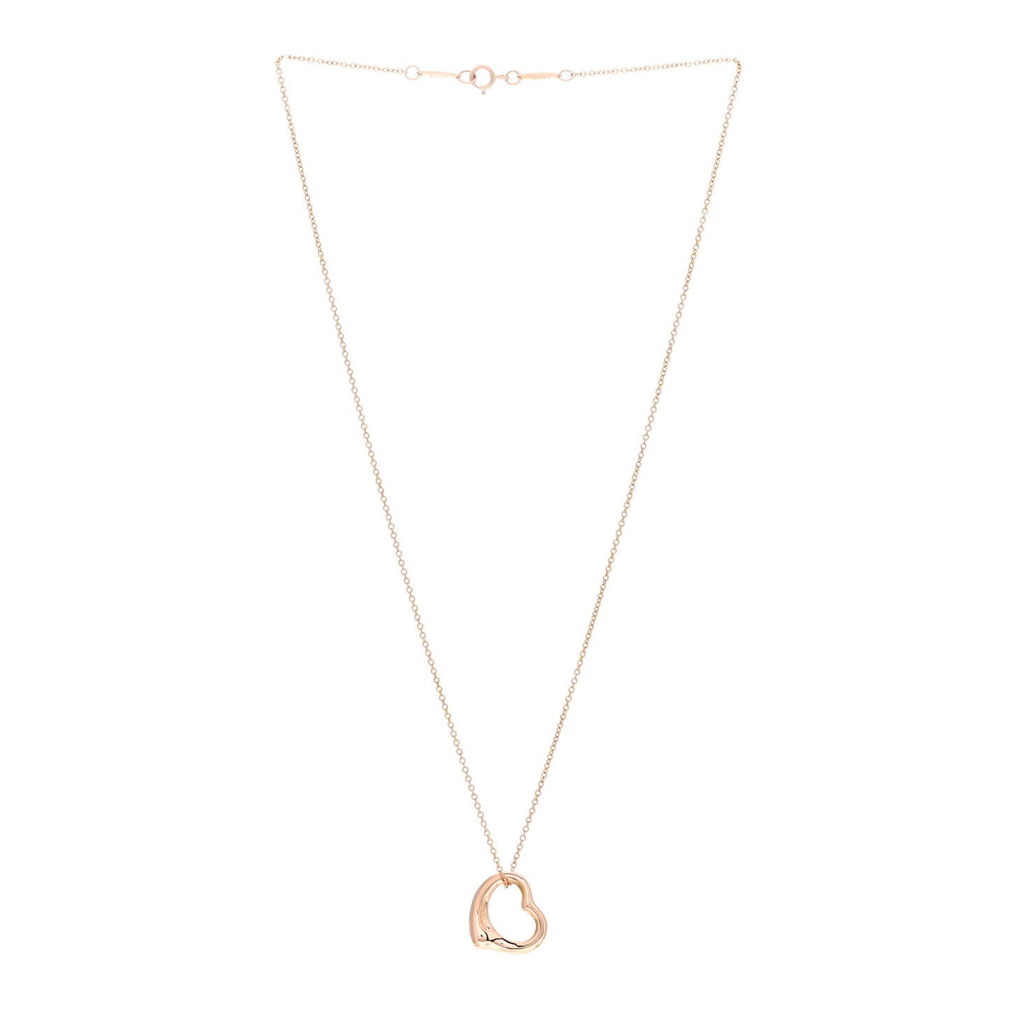 18K Rose Gold 16mm Elsa Peretti Open Heart Pendant Necklace