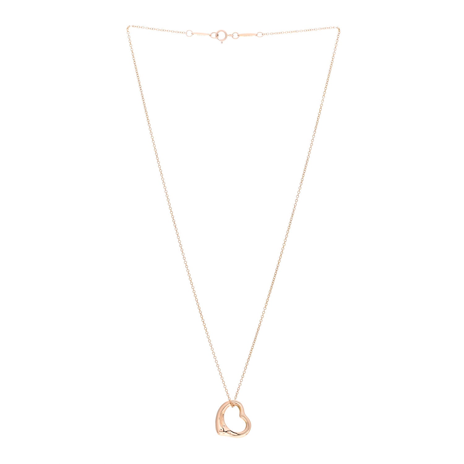 Tiffany 18K Rose Gold 16mm Elsa Peretti Open Heart Pendant Necklace 3 of 4