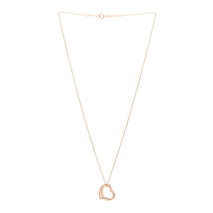 Tiffany 18K Rose Gold 16mm Elsa Peretti Open Heart Pendant Necklace 3 of 4