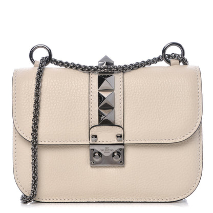 Valentino Garavani Pebbled Calfskin Small Glam Lock Rockstud Flap Ivory 1 of 10