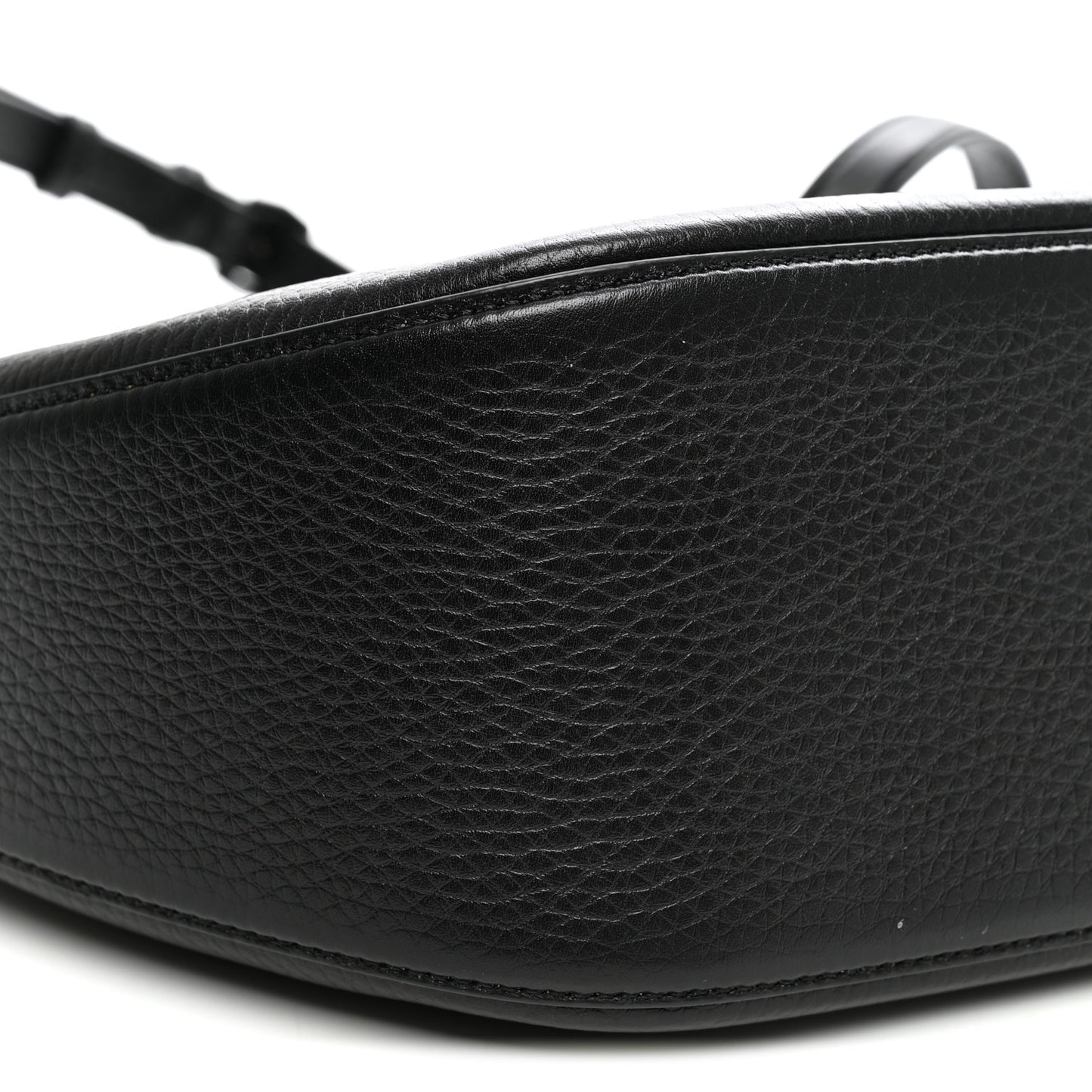 Grainy Calfskin Monochrome Small Vlogo Moon Hobo Bag Black