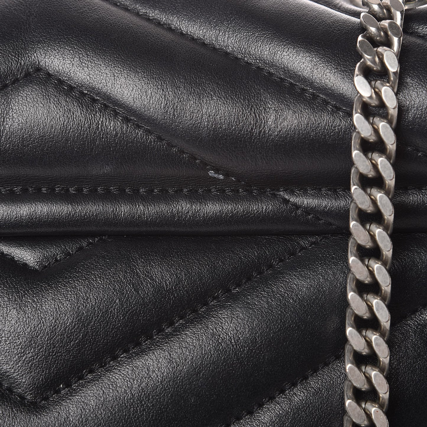 Calfskin Y Quilted Monogram Medium Loulou Chain Satchel Black