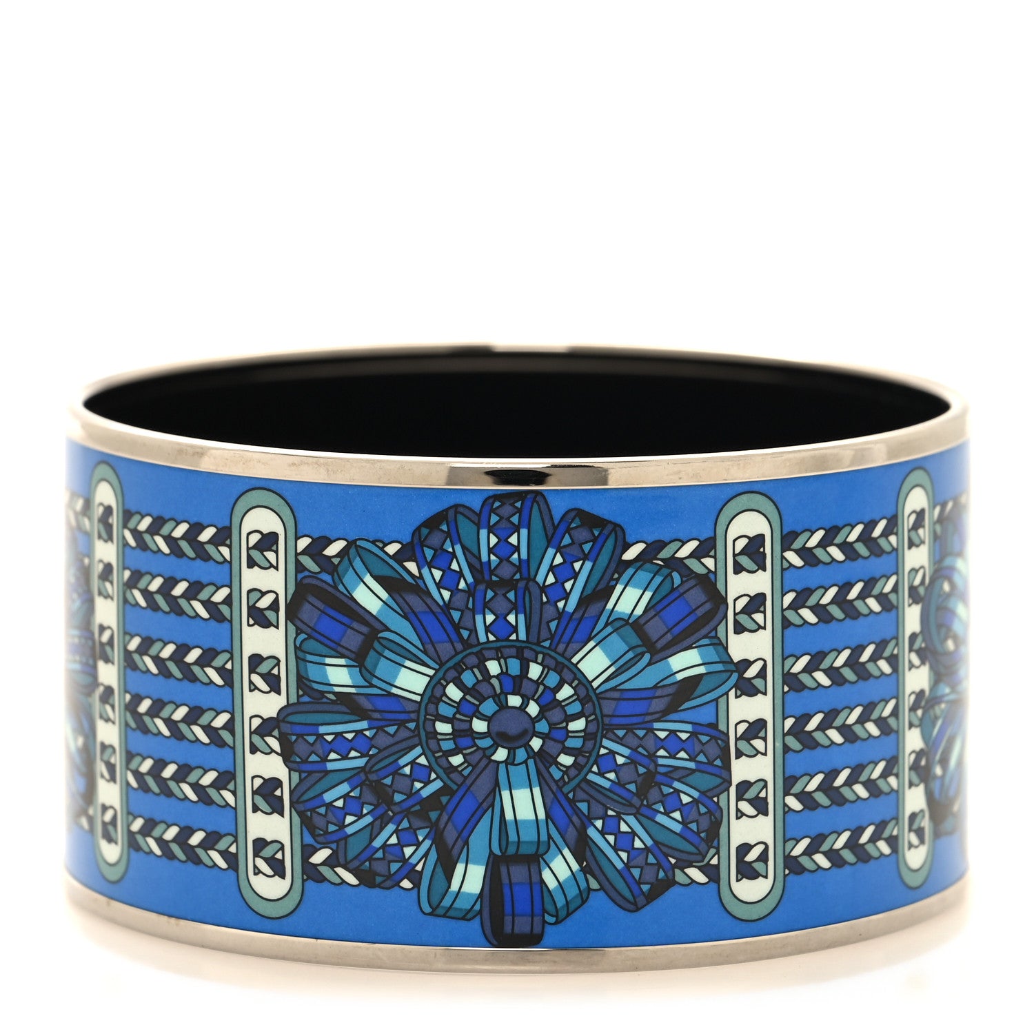 Hermes Enamel Printed Rubans de Cheval Extra Wide Bracelet 65 1 of 5