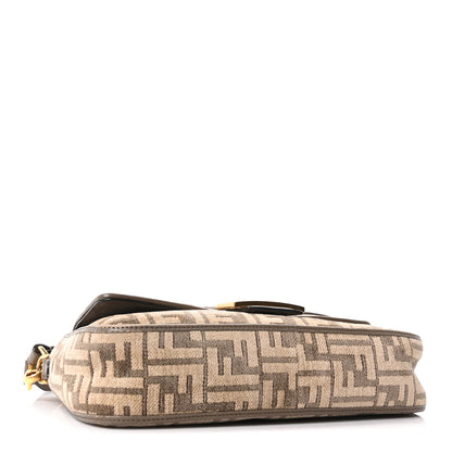 Fendi Chenille Vitello Seta FF Embroidered Baguette Tortora 4 of 10