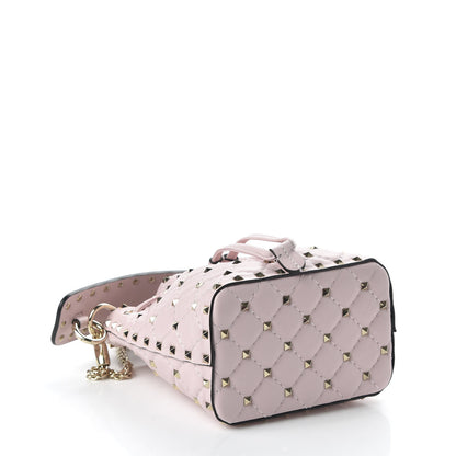 Valentino Garavani Nappa Mini Rockstud Spike Bucket Bag Rose Quartz 4 of 9
