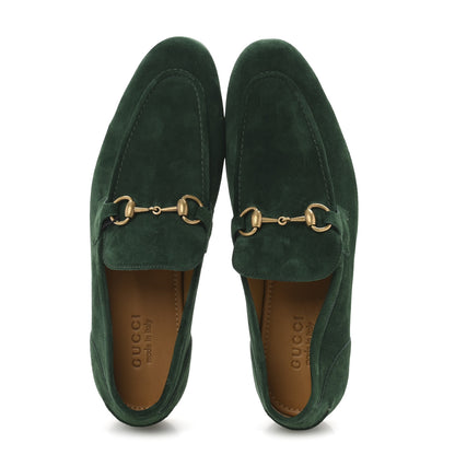 Gucci Suede Horsebit Mens Jordaan Loafers 9 Green 2 of 9