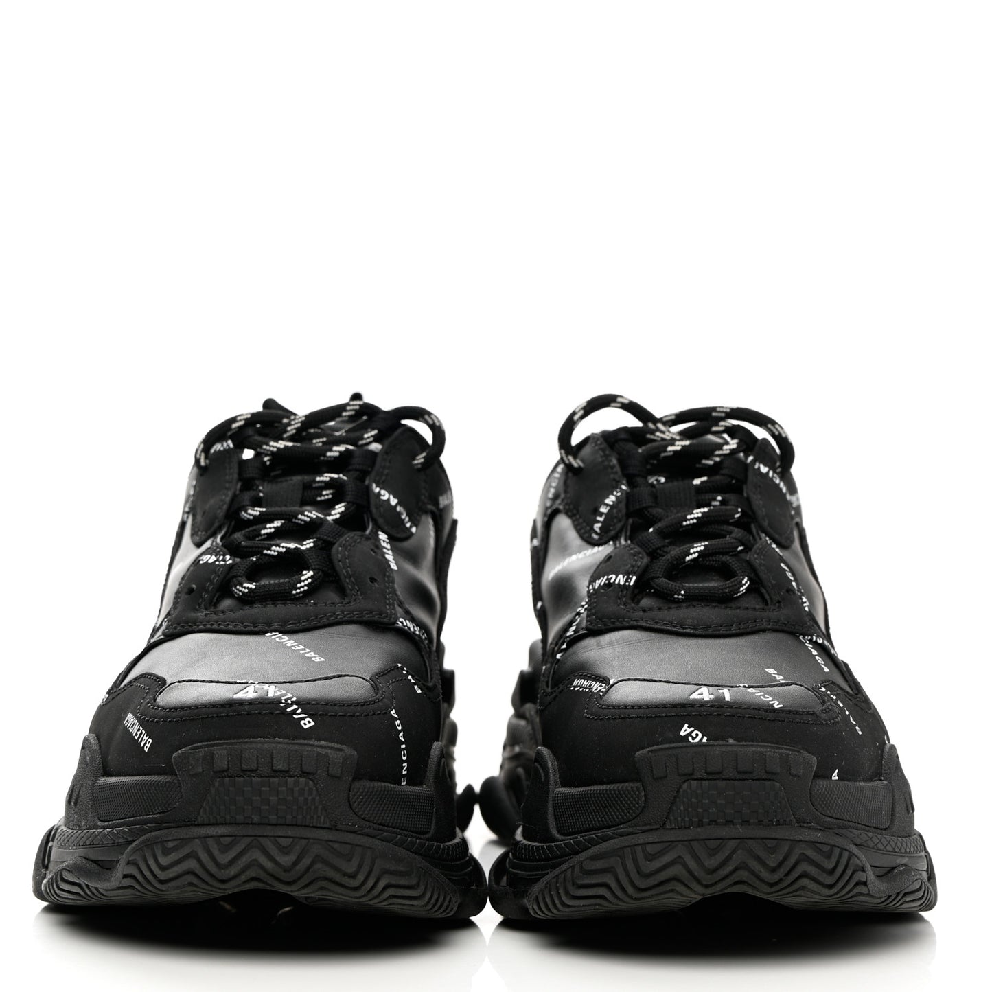 Technical Fabric Allover Logo Mens Triple S Sneakers 41 Black White