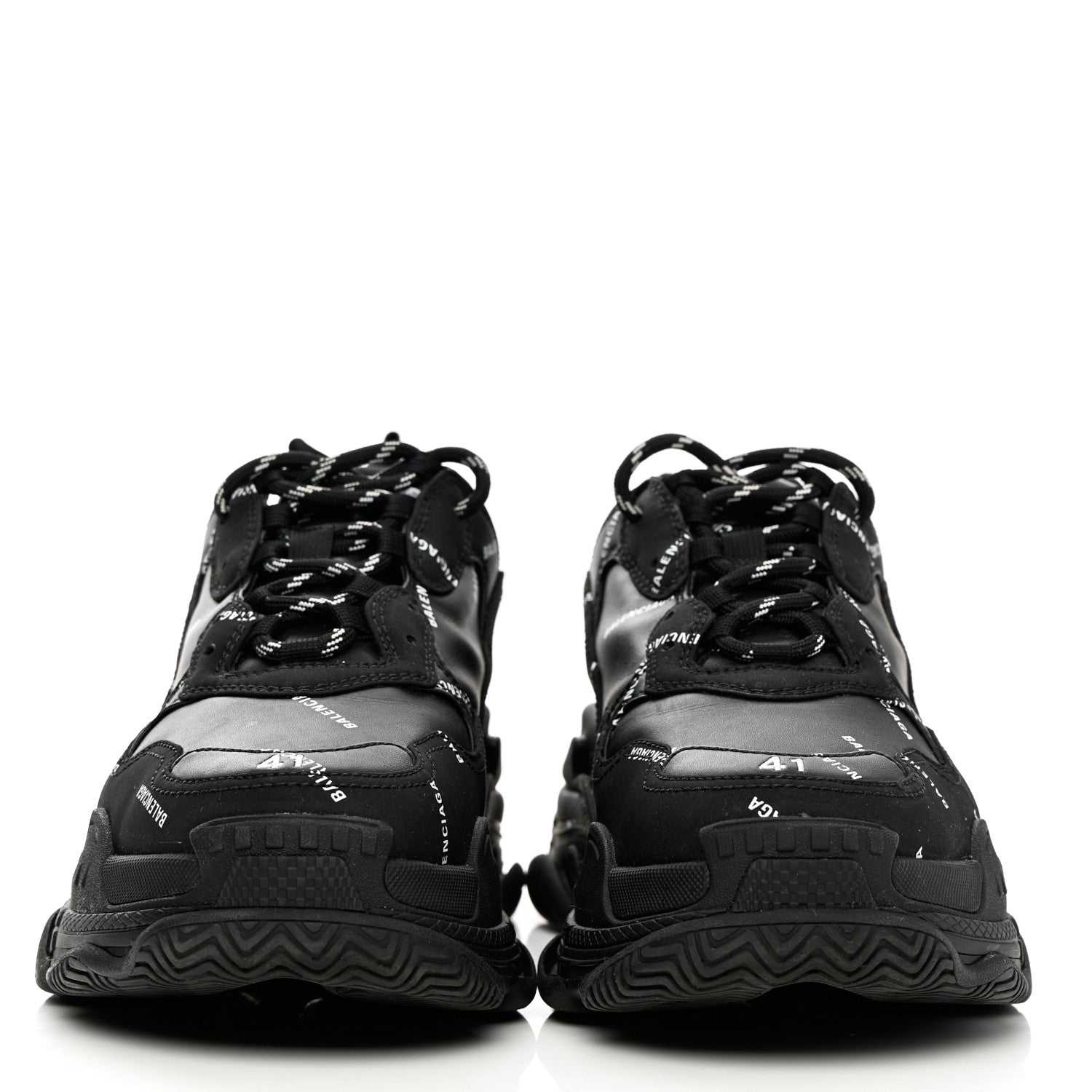 Balenciaga Technical Fabric Allover Logo Mens Triple S Sneakers 41 Black White 2 of 14