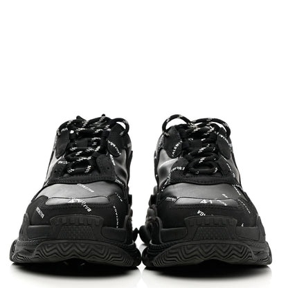 Balenciaga Technical Fabric Allover Logo Mens Triple S Sneakers 41 Black White 2 of 14