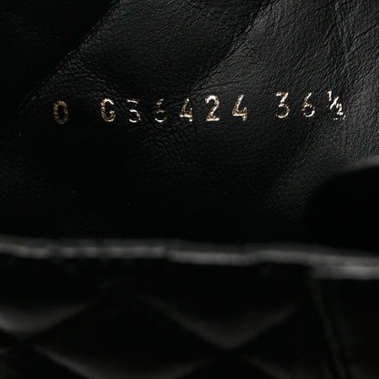 Chanel Shiny Lambskin Quilted Lace Up Combat Boots 36.5 Black 6 of 9