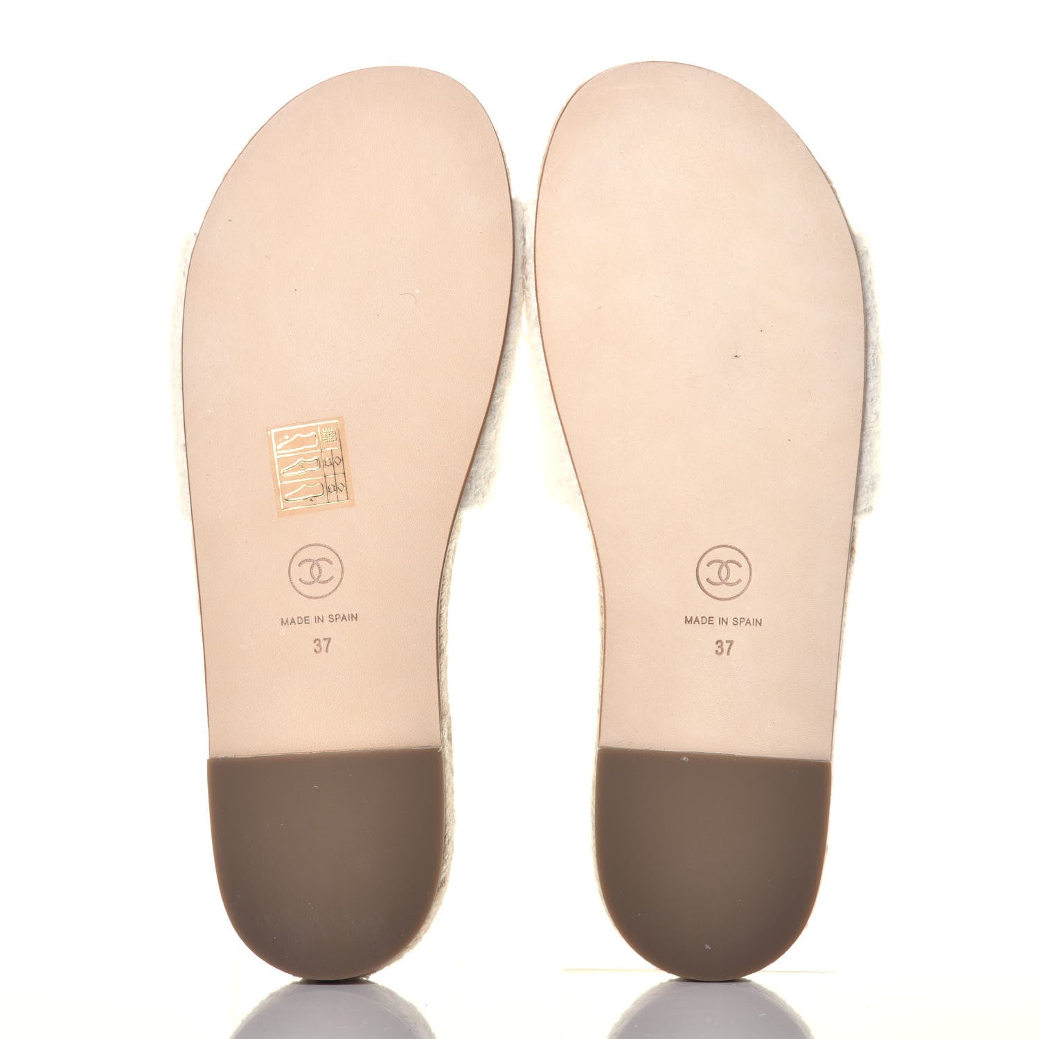 Chanel Tweed Grosgrain CC Espadrille Slip On Sandals 37 White Black 5 of 9