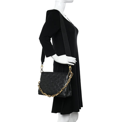 Louis Vuitton Lambskin Embossed Monogram Coussin PM Black 2 of 16