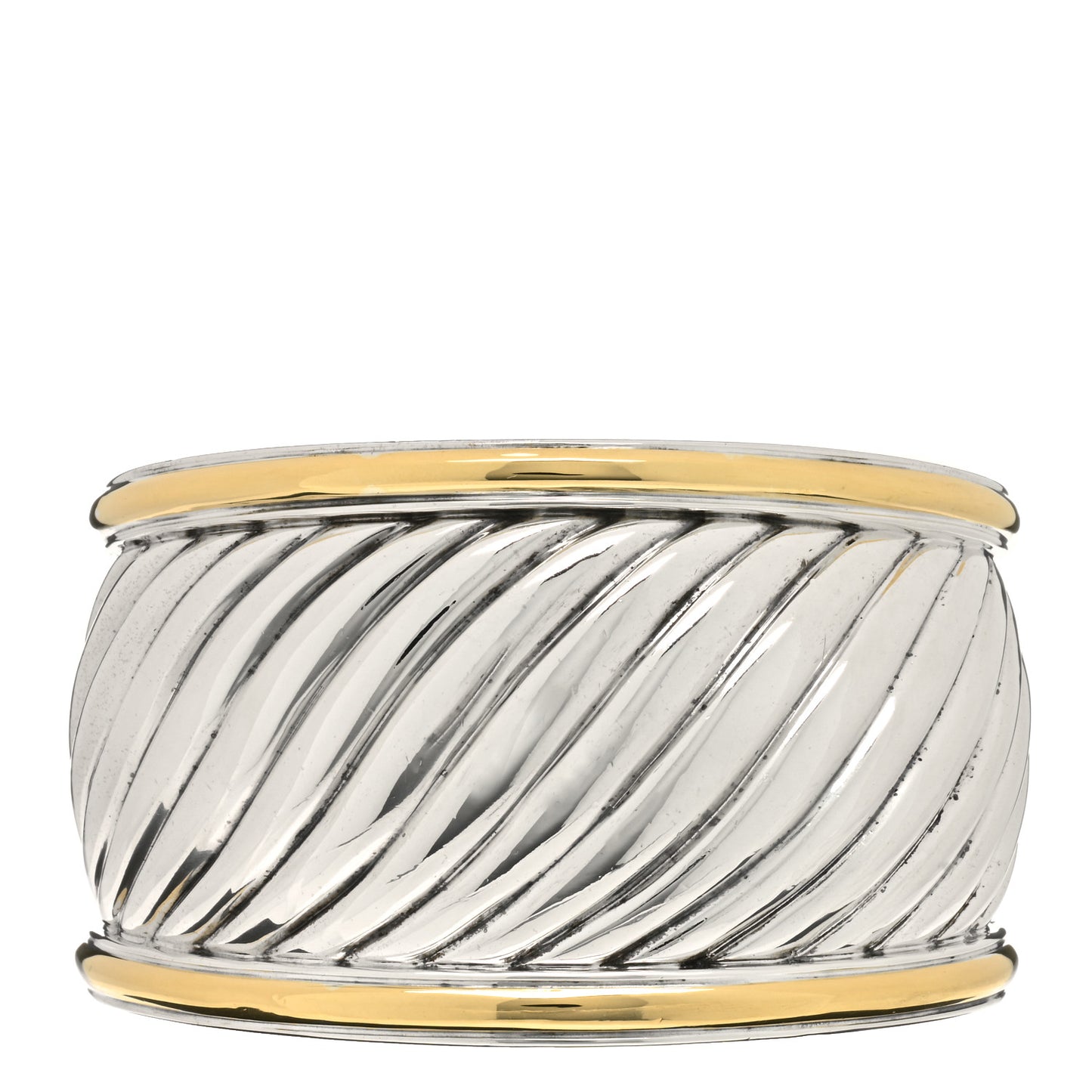 Sterling Silver 18K Yellow Gold 41mm Sculpted Cable Cuff Bracelet