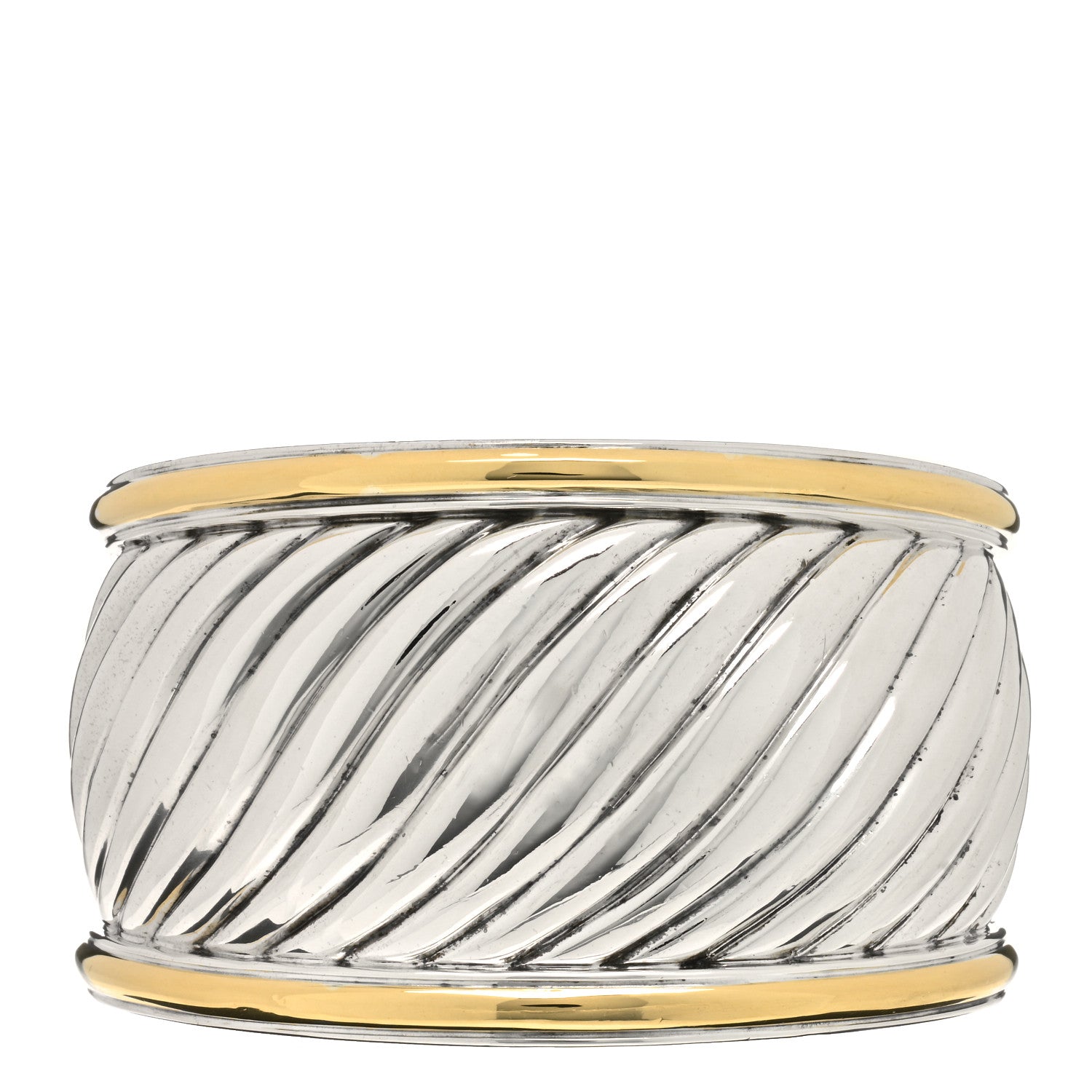 David Yurman Sterling Silver 18K Yellow Gold 41mm Sculpted Cable Cuff Bracelet 1 of 3