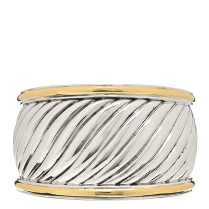 David Yurman Sterling Silver 18K Yellow Gold 41mm Sculpted Cable Cuff Bracelet 1 of 3