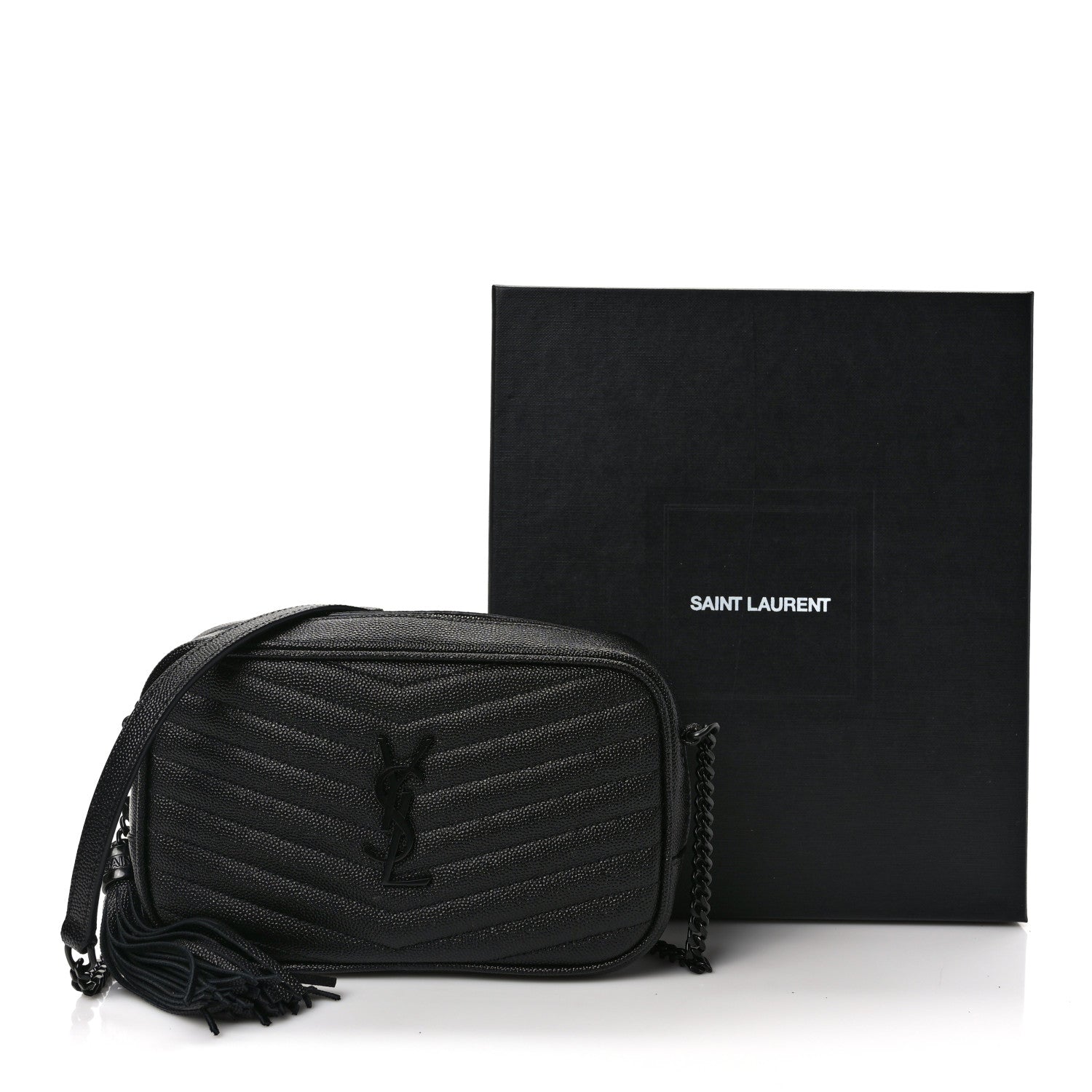 Saint Laurent Grain De Poudre Matelasse Monochrome Monogram Mini Lou Camera Bag Black 12 of 12