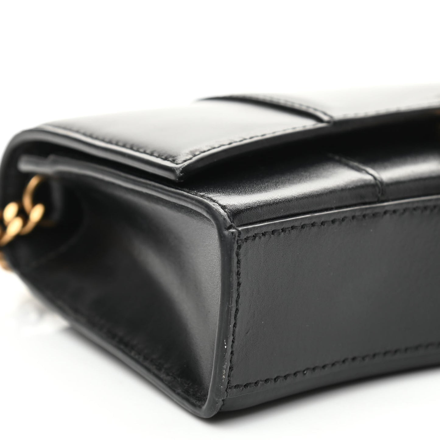 Shiny Box Calfskin Hourglass Chain Bag Black
